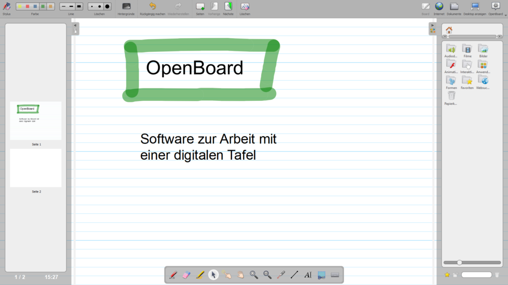 Screenshot: Benutzeroberfläche OpenBoard